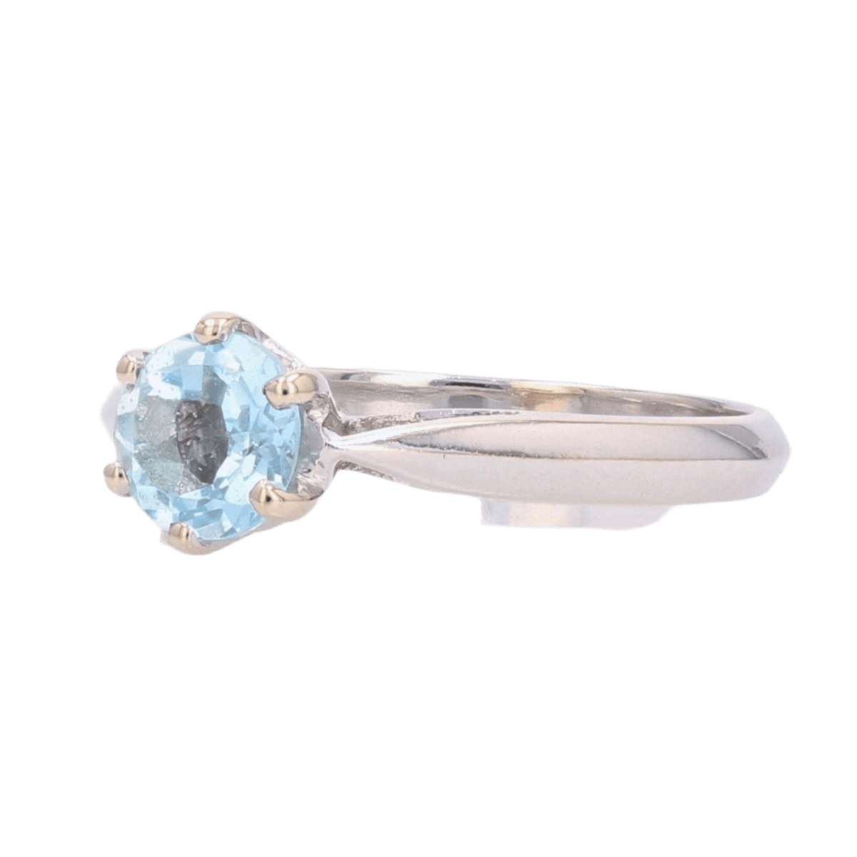 Bague Solitaire en or blanc et aigue - marine - Castafiore