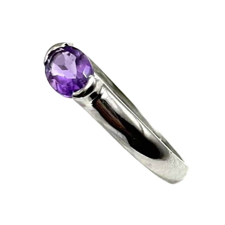 Bague Solitaire en or blanc et améthyste - Castafiore