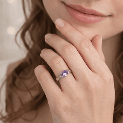 Bague Solitaire en or blanc et améthyste - Castafiore