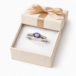 Bague Solitaire en or blanc et améthyste - Castafiore