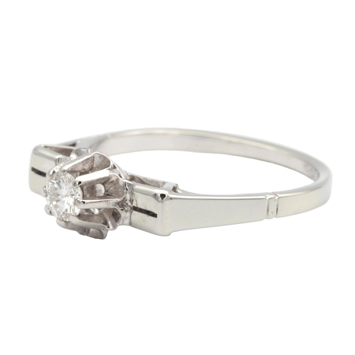 Bague Solitaire en or blanc et diamant - Castafiore