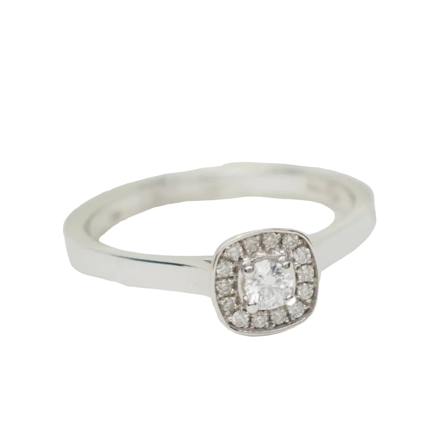 Bague solitaire en or blanc et diamants 0.15ct - Castafiore