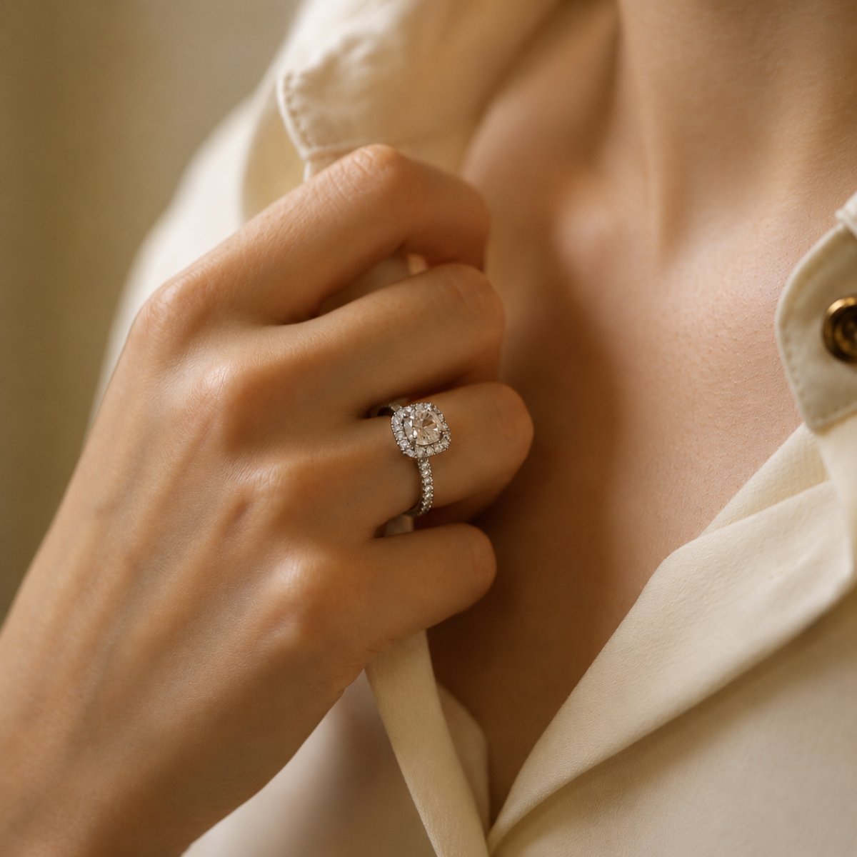 Bague Solitaire en or blanc et diamants - Castafiore