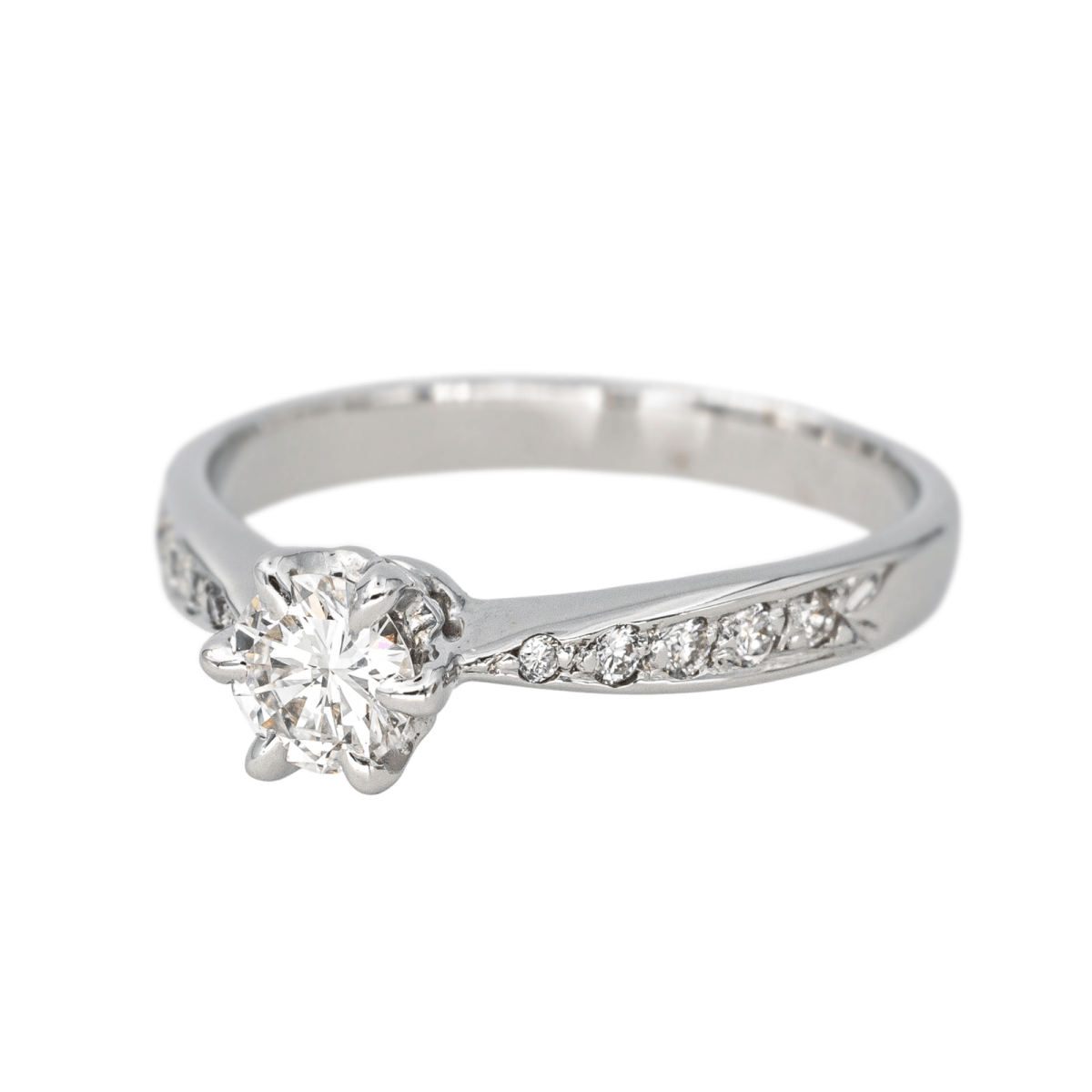 Bague Solitaire en or blanc et diamants - Castafiore