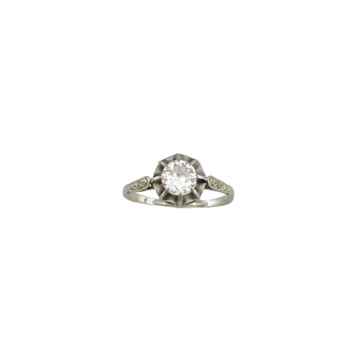 Bague Solitaire en or blanc et diamants - Castafiore
