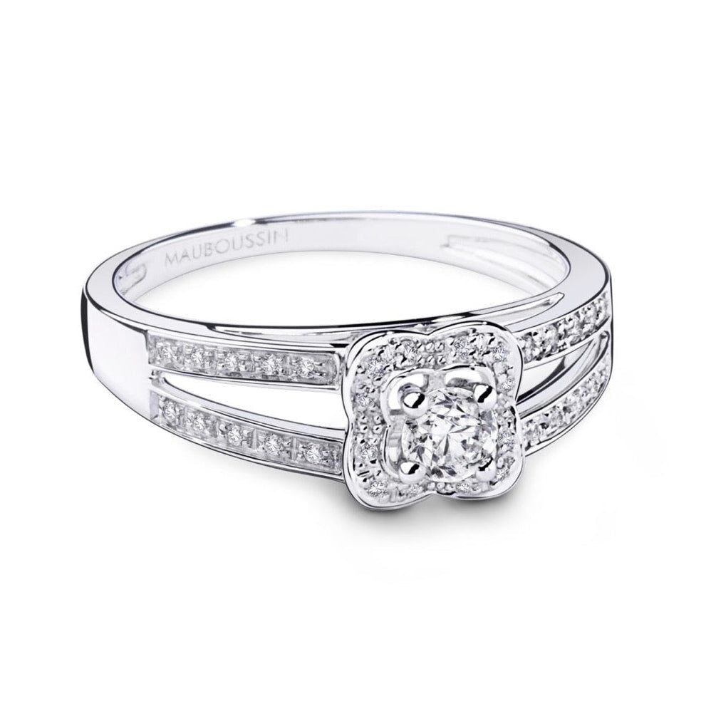 Bague Solitaire en or blanc et diamants - Castafiore