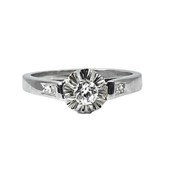 Bague Solitaire en or blanc et diamants - Castafiore