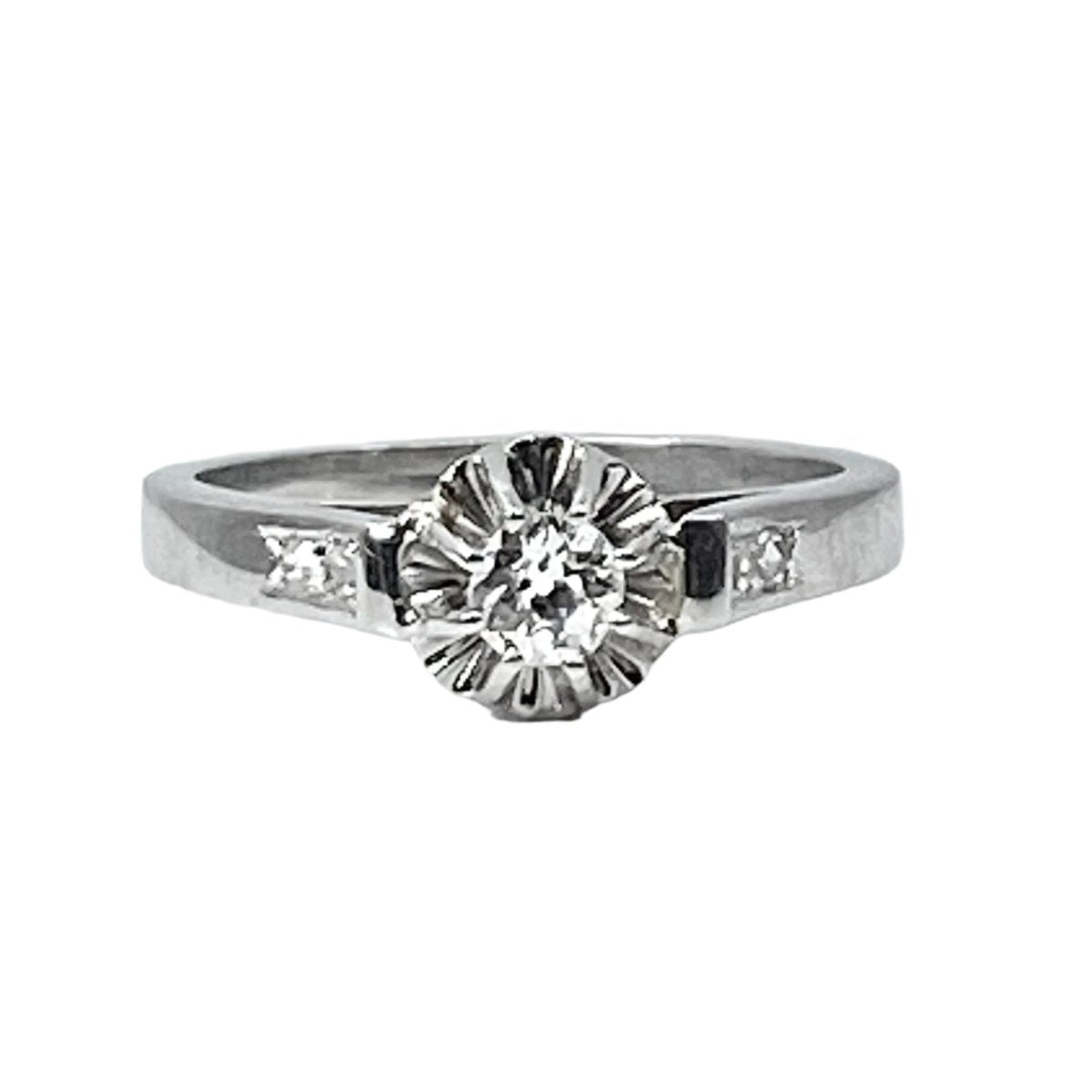 Bague Solitaire en or blanc et diamants - Castafiore