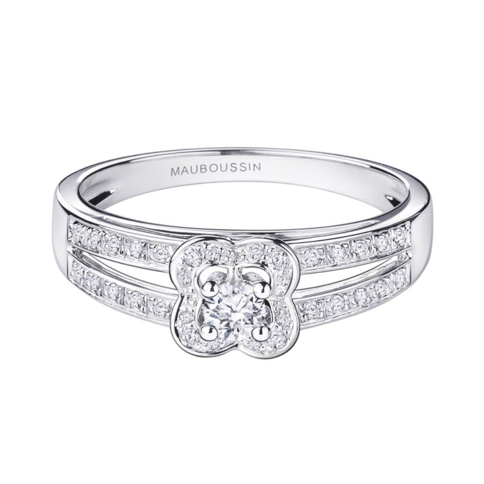 Bague Solitaire MAUBOUSSIN en or blanc et diamants