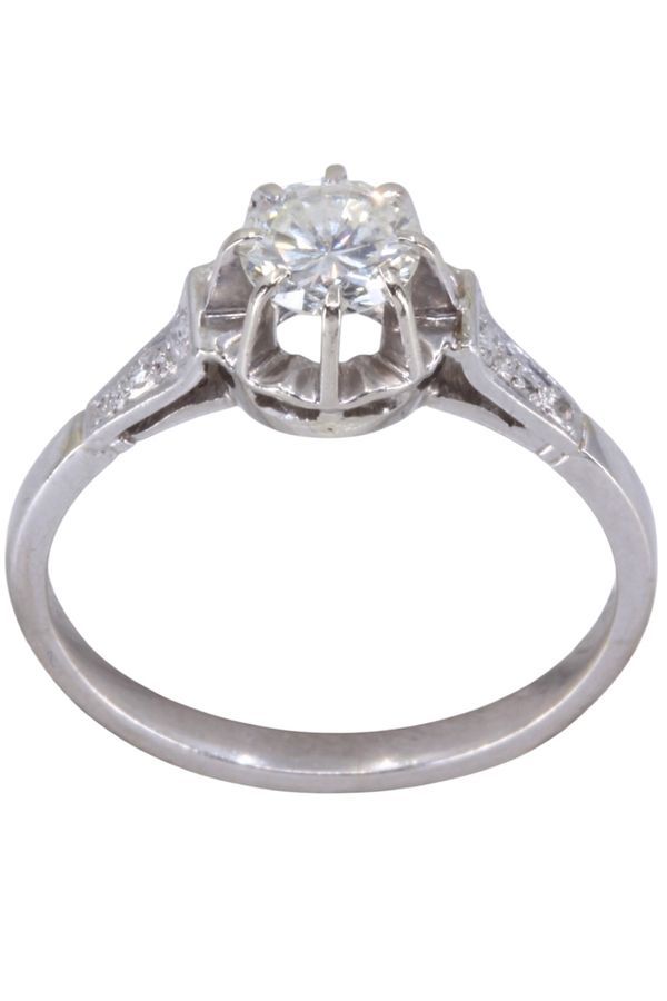 Bague Solitaire en or blanc et diamants - Castafiore