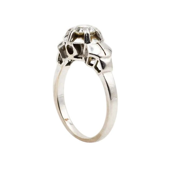 Bague Solitaire en or blanc et diamants - Castafiore