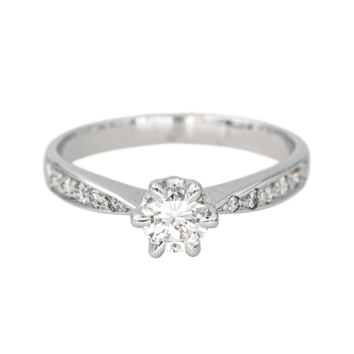 Bague Solitaire en or blanc et diamants - Castafiore
