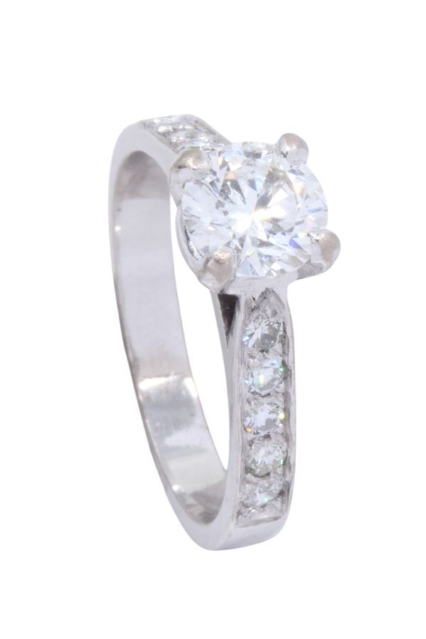 Bague Solitaire en or blanc et diamants - Castafiore