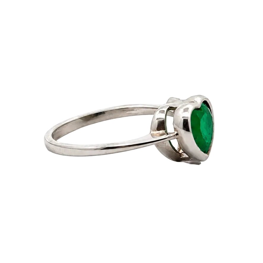 Bague Solitaire en or blanc et émeraude - Castafiore