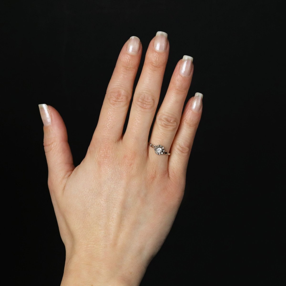 Bague Solitaire en or blanc et or jaune avec diamant - Castafiore