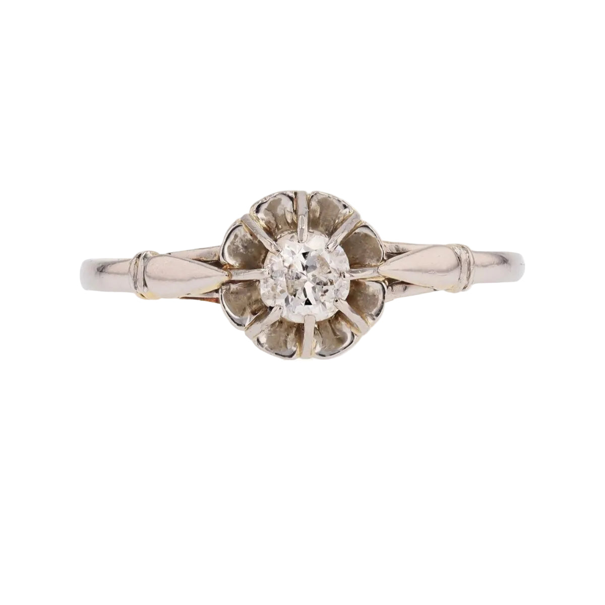 Bague Solitaire en or blanc et or jaune avec diamant - Castafiore