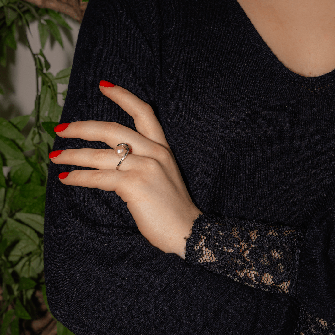 Bague Solitaire en or blanc et perle - Castafiore