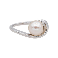Bague Solitaire en or blanc et perle - Castafiore