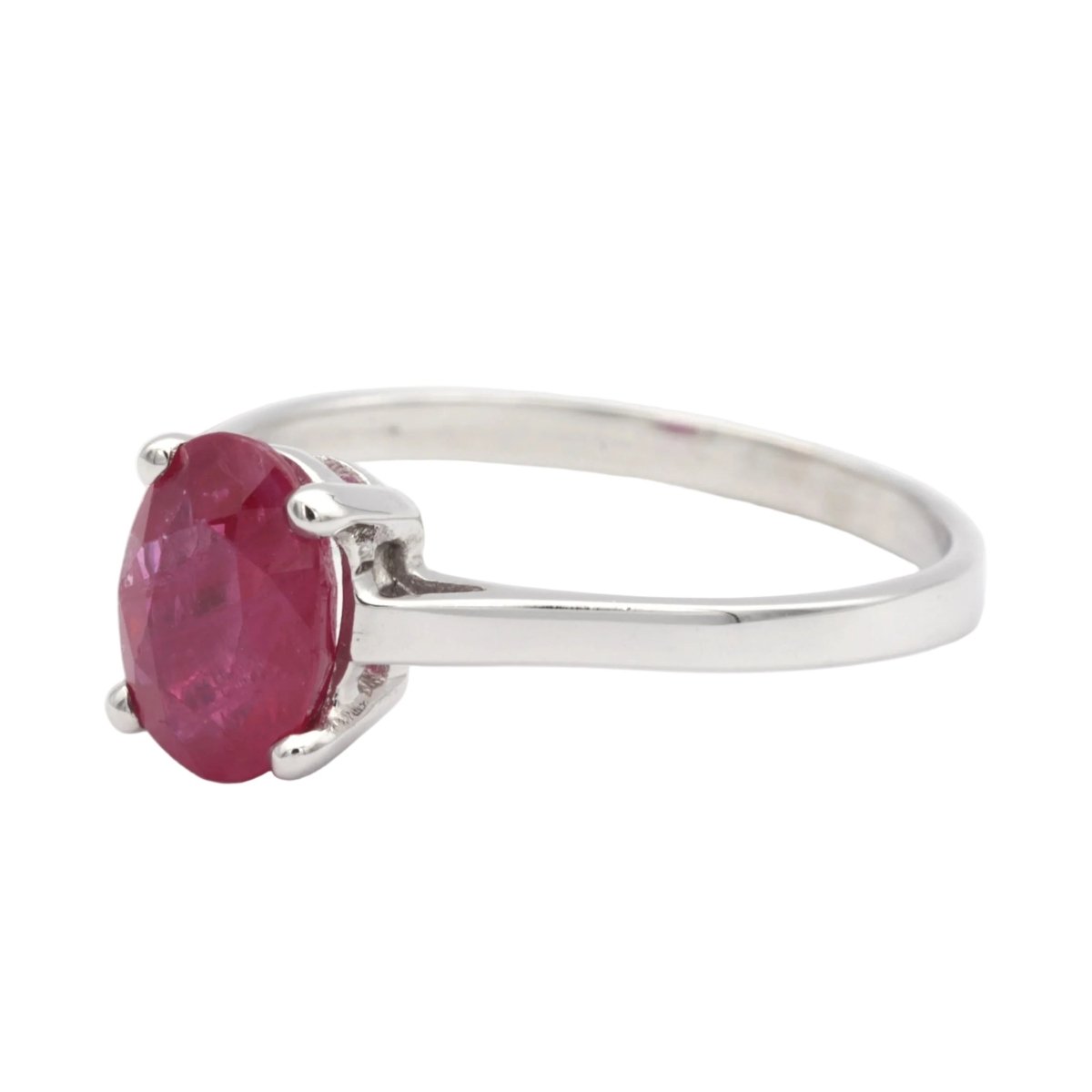 Bague Solitaire en or blanc et rubis - Castafiore