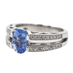 Bague Solitaire en Or blanc et Saphir - Castafiore