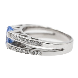 Bague Solitaire en Or blanc et Saphir - Castafiore