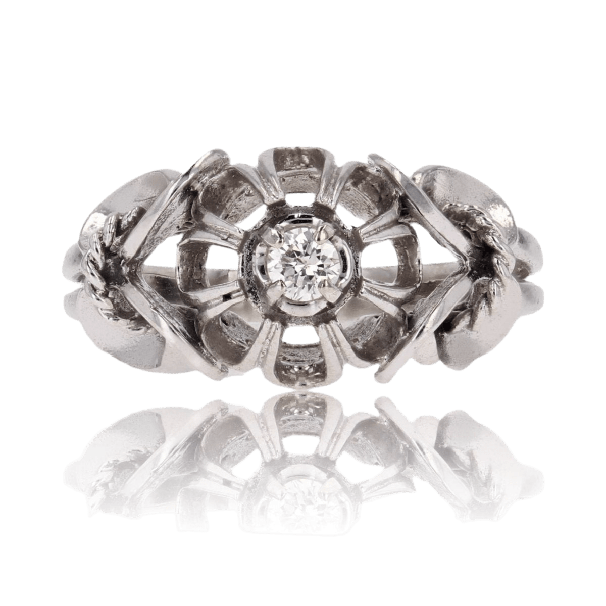 Bague Solitaire en or blanc et saphir - Castafiore