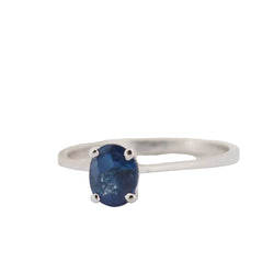 Bague solitaire en or blanc et saphir ovale - Castafiore