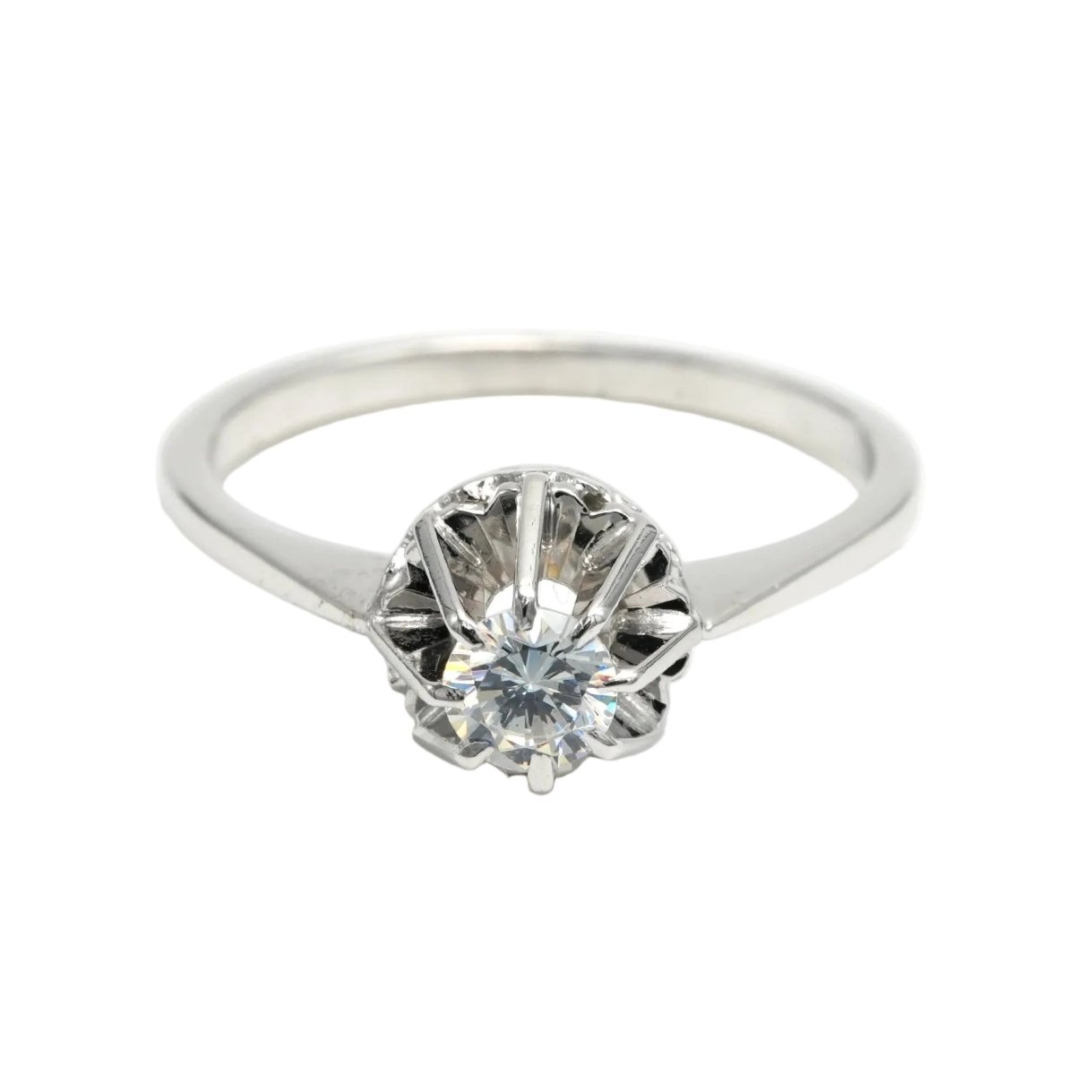 Bague Solitaire en or blanc et zirconium - Castafiore