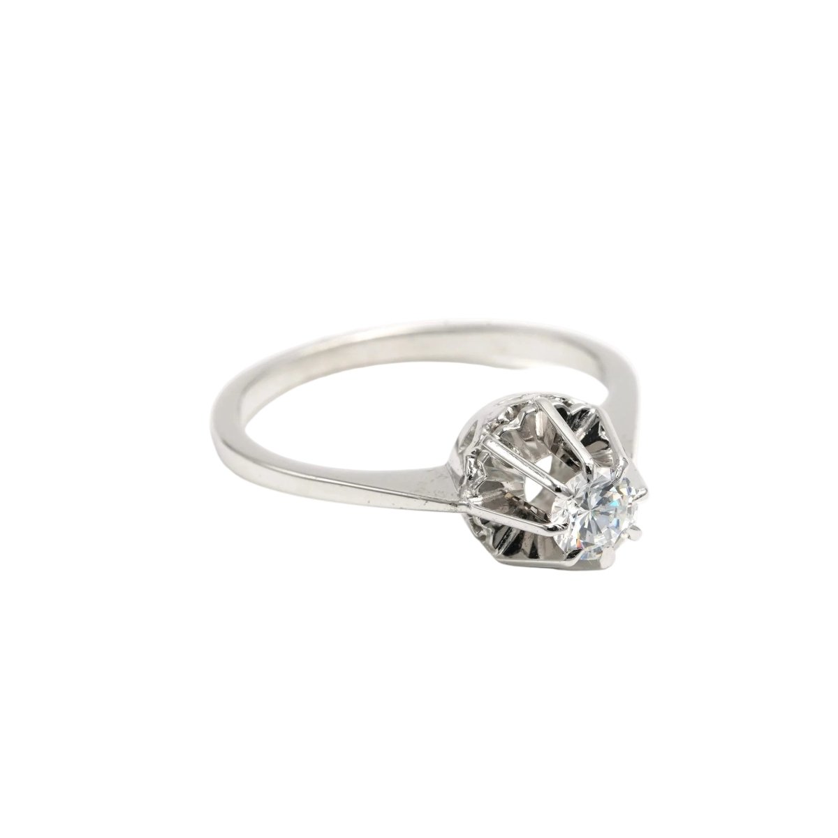 Bague Solitaire en or blanc et zirconium - Castafiore