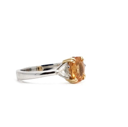 Bague Solitaire en or blanc, grenat et diamants - Castafiore