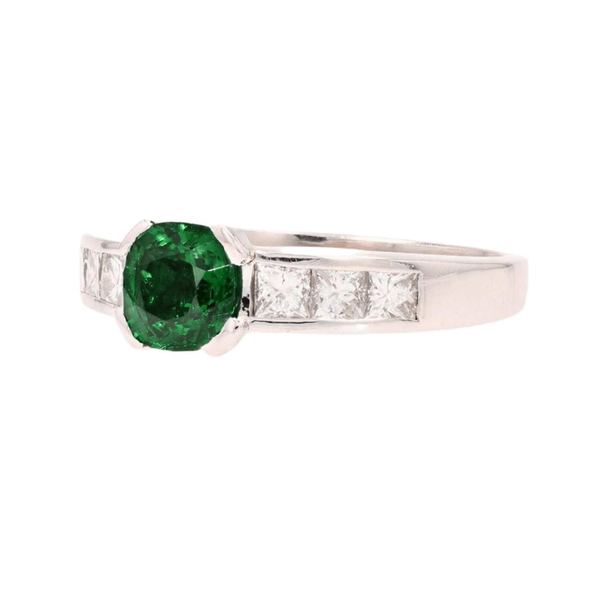 Bague Solitaire en or blanc, grenat et diamants - Castafiore