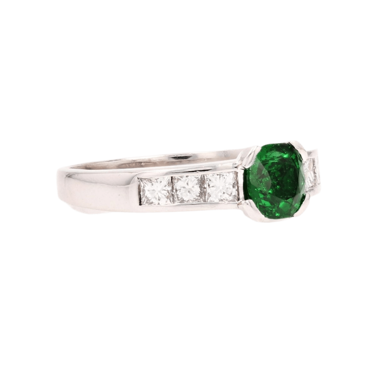 Bague Solitaire en or blanc, grenat et diamants - Castafiore