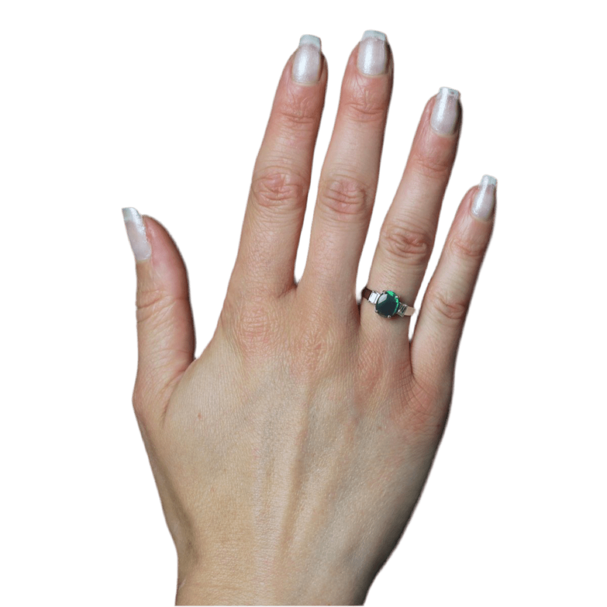 Bague Solitaire en or blanc, opale et diamants - Castafiore