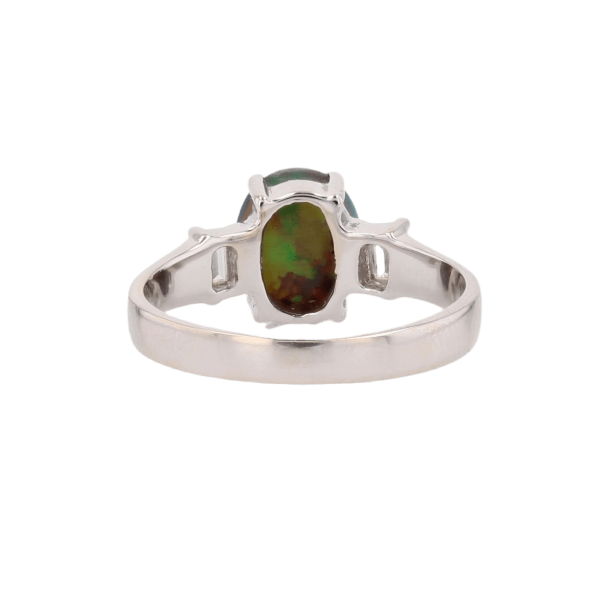 Bague Solitaire en or blanc, opale et diamants - Castafiore