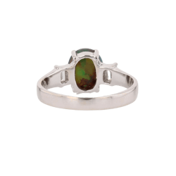 Bague Solitaire en or blanc, opale et diamants - Castafiore