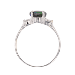 Bague Solitaire en or blanc, opale et diamants - Castafiore