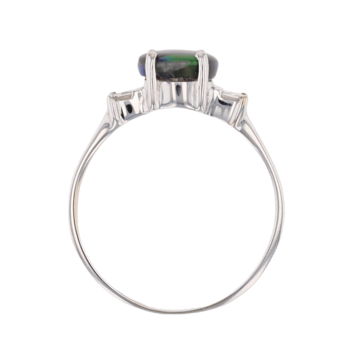 Bague Solitaire en or blanc, opale et diamants - Castafiore