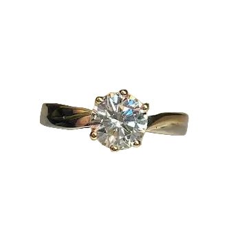 Bague Solitaire en or blanc, or jaune et diamant - Castafiore