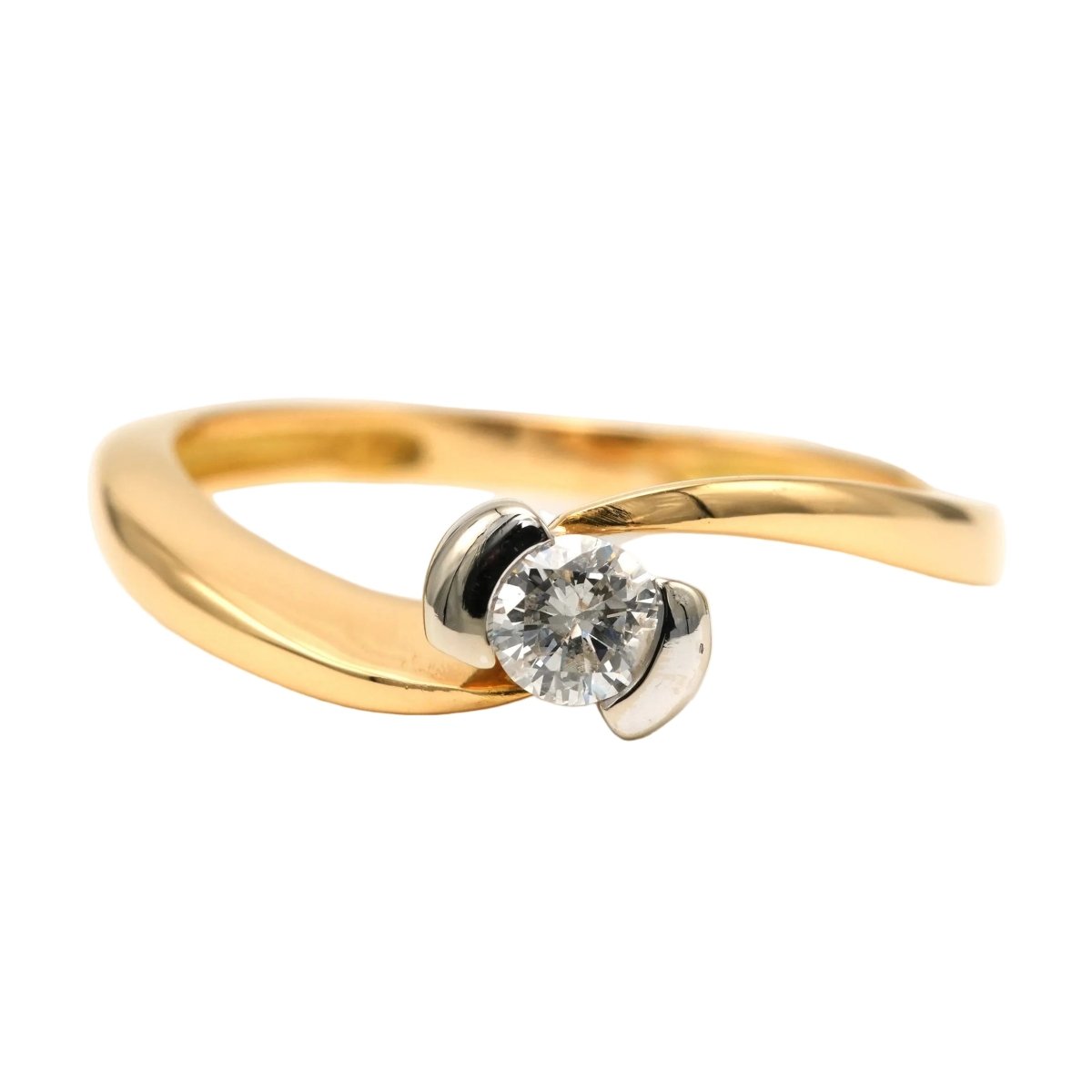 Bague Solitaire en or blanc, or jaune et diamant - Castafiore