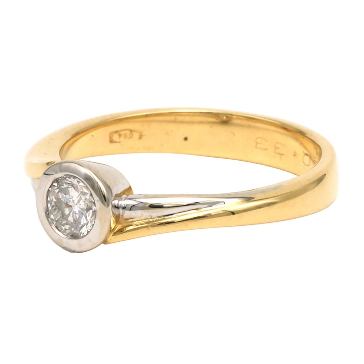 Bague Solitaire en or blanc, or jaune et diamant - Castafiore