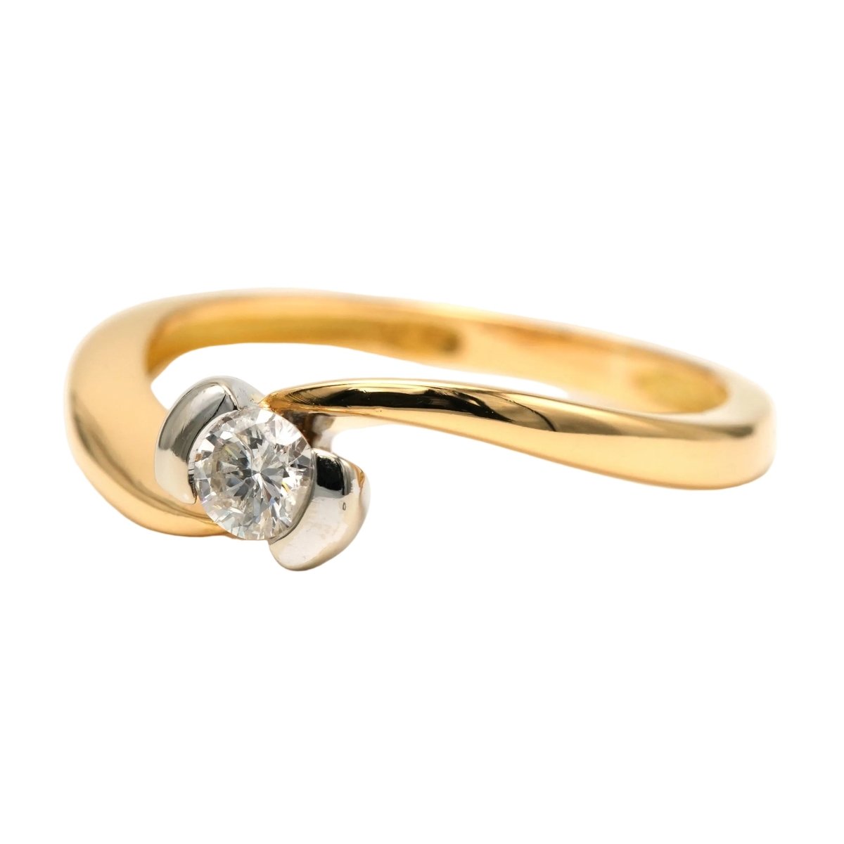 Bague Solitaire en or blanc, or jaune et diamant - Castafiore