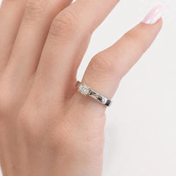 Bague Solitaire en or blanc, or jaune et diamant - Castafiore
