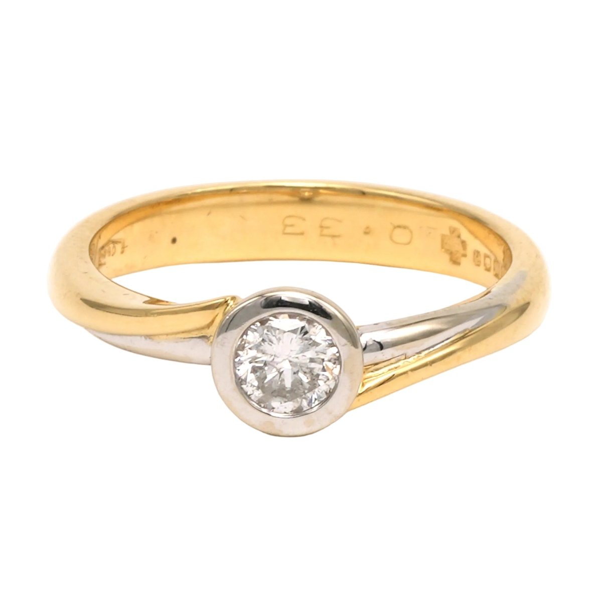 Bague Solitaire en or blanc, or jaune et diamant - Castafiore