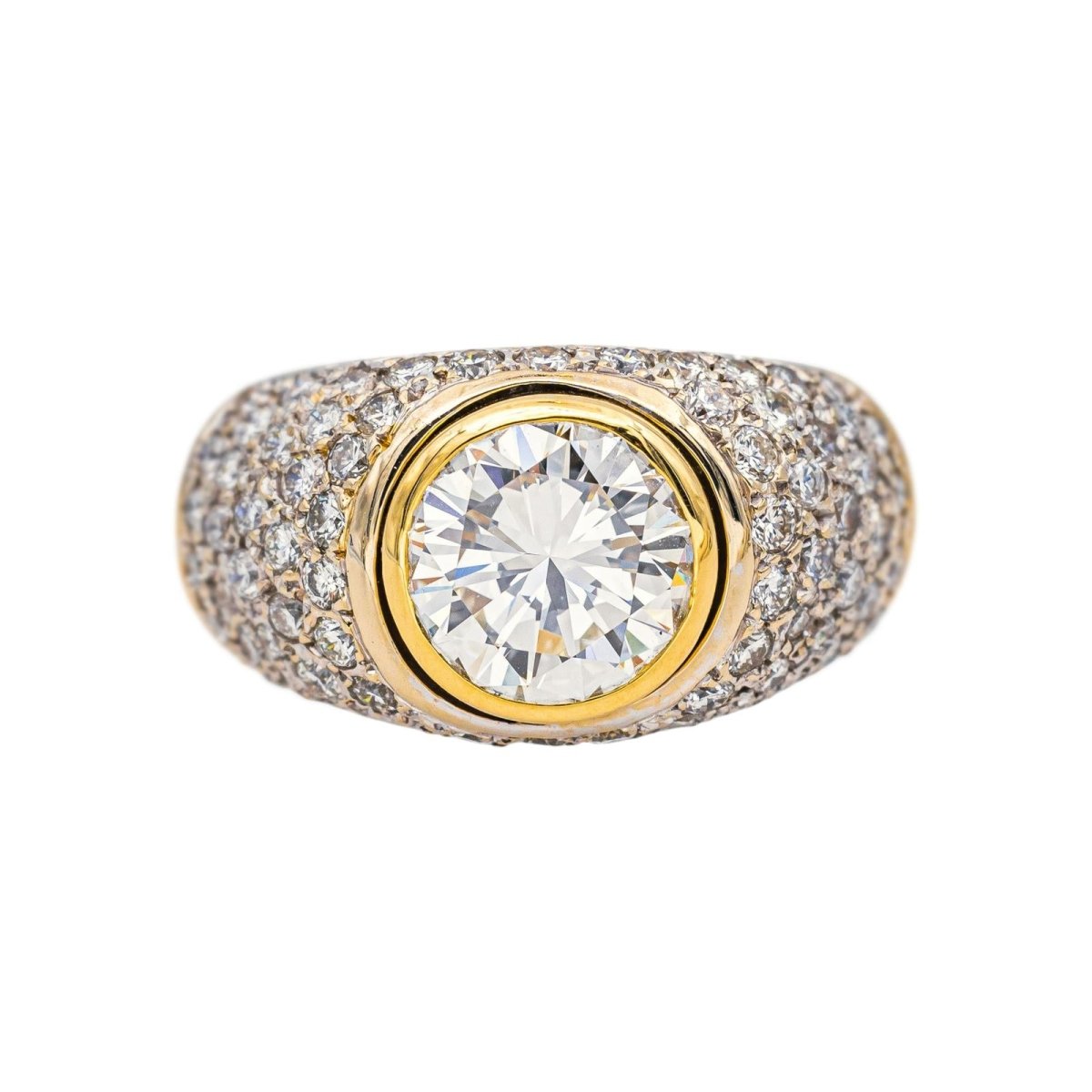 Bague Solitaire en or blanc, or jaune et diamants - Castafiore