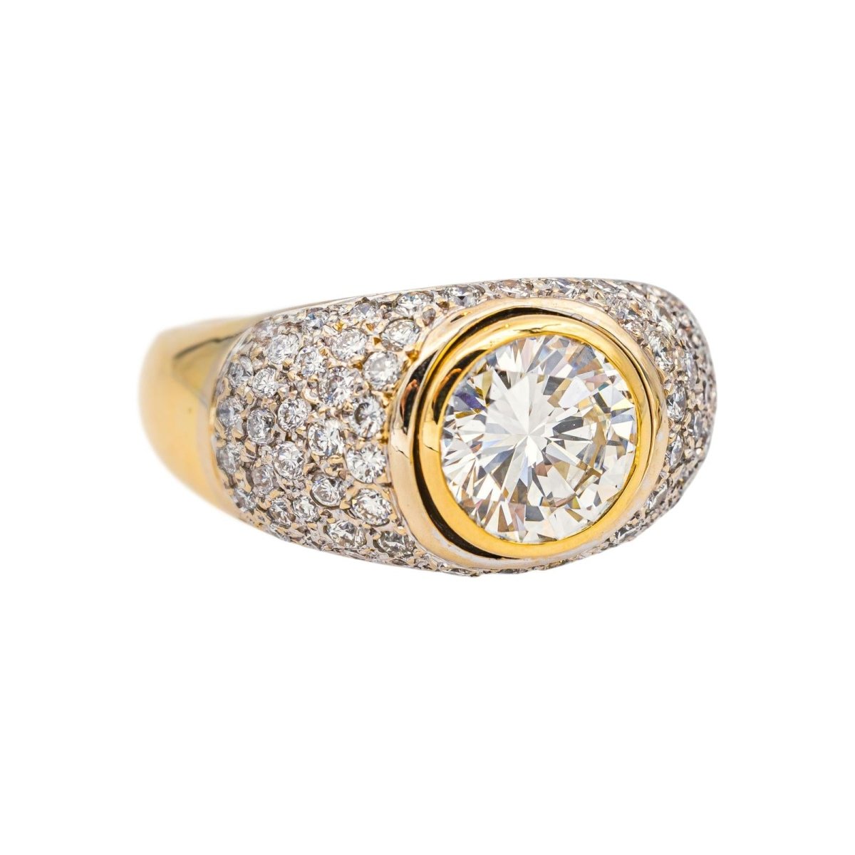 Bague Solitaire en or blanc, or jaune et diamants - Castafiore