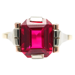 Bague Solitaire en or blanc, or jaune et rubis - Castafiore