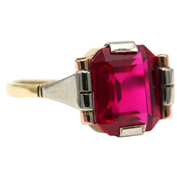Bague Solitaire en or blanc, or jaune et rubis - Castafiore