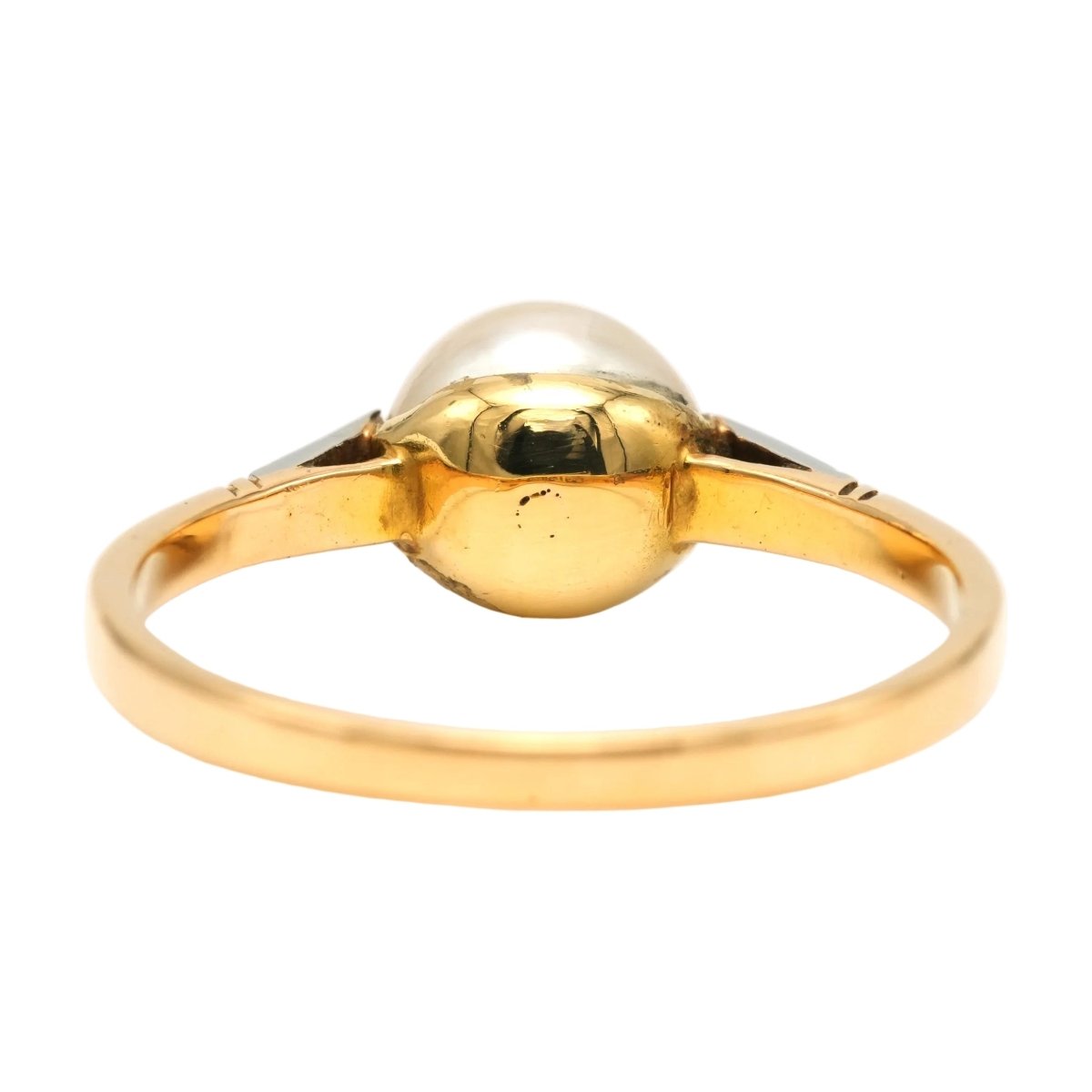Bague Solitaire en or blanc, or jaune, perle et diamants - Castafiore