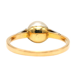 Bague Solitaire en or blanc, or jaune, perle et diamants - Castafiore