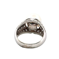 Bague Solitaire en or blanc, perle et diamants - Castafiore